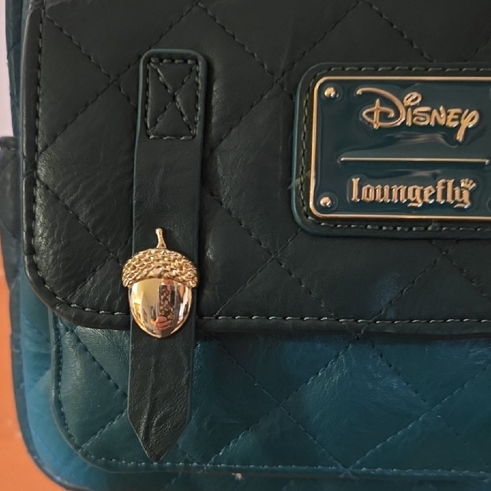 Loungefly Teal Quilted Backpack with Gold Accents - Picture 7 of 11